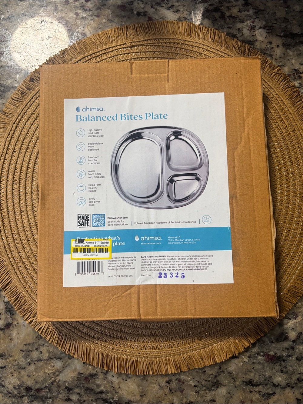 Ahimsa Balanced Bites Plate Stainless steel NEVER USED